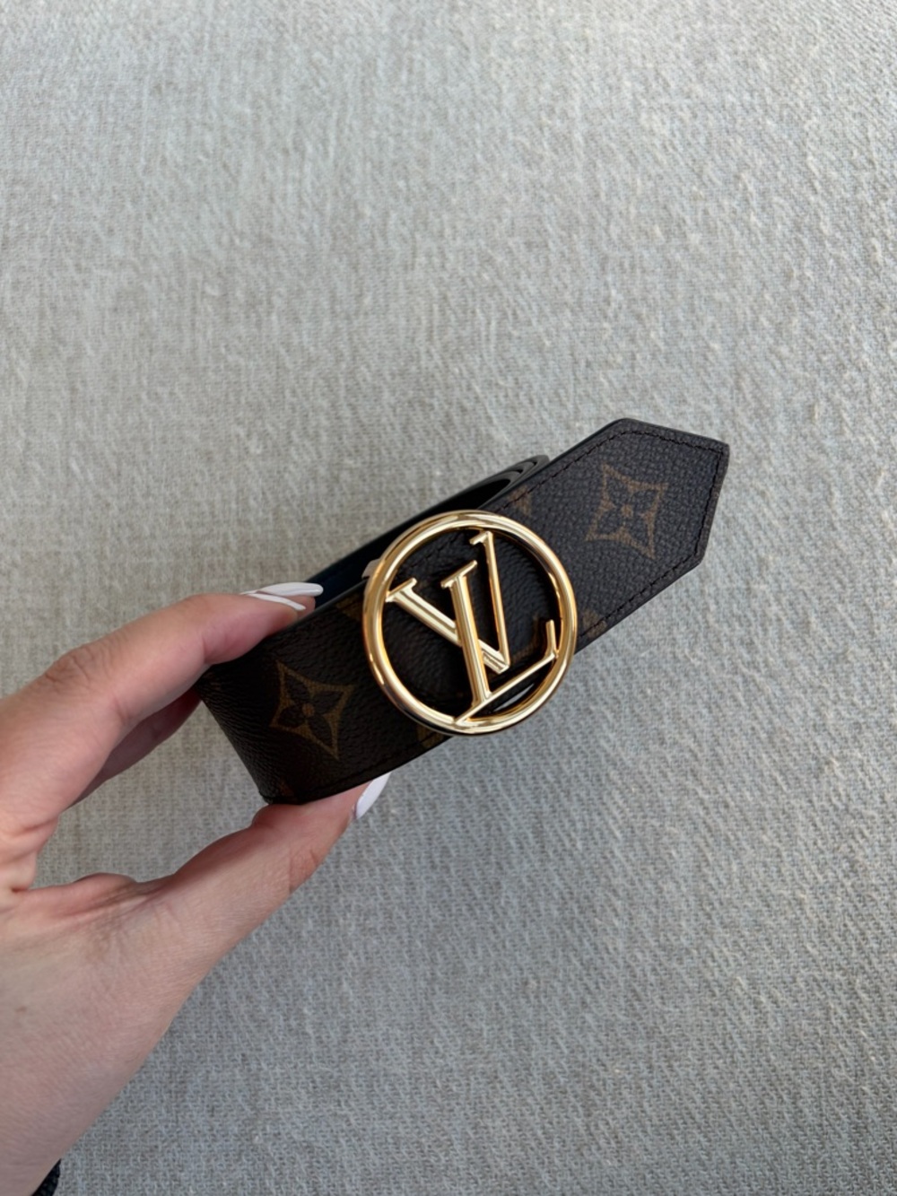 SOLD - Louis Vuitton Monogram / Black Leather Belt size 80
